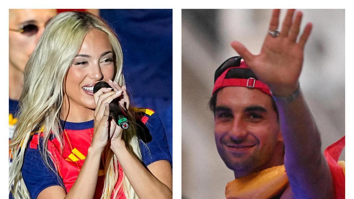 El «tonteo» con «química» de Ferran Torres y Ana Mena en Madrid en las celebraciones del Mundial