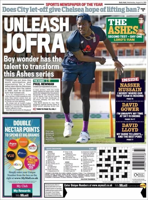 Portada MAIL SPORT miércoles 14 agosto 2019