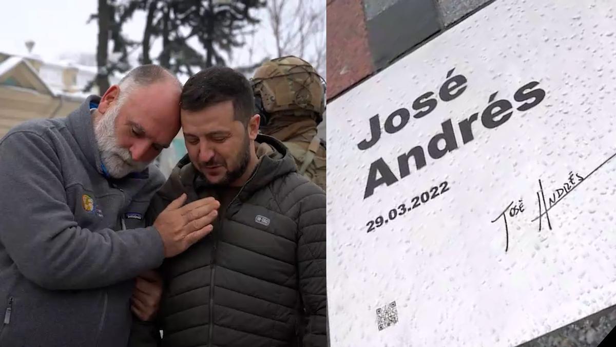 El 'chef' José Andrés, homenajeado con una placa en el Paseo del Valor de Kiev