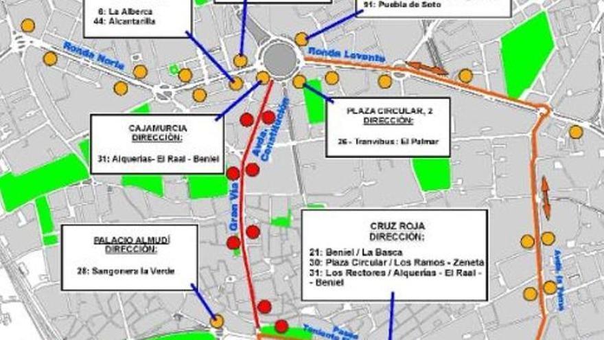 Estas son las calles cortadas en Murcia este Viernes de Dolores