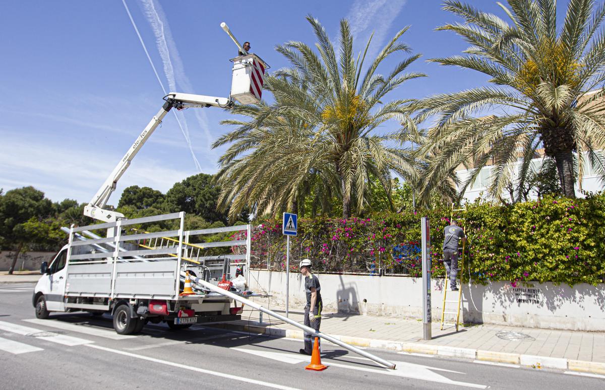 Instalación de luces de Hogueras Instalación de luces de Hogueras