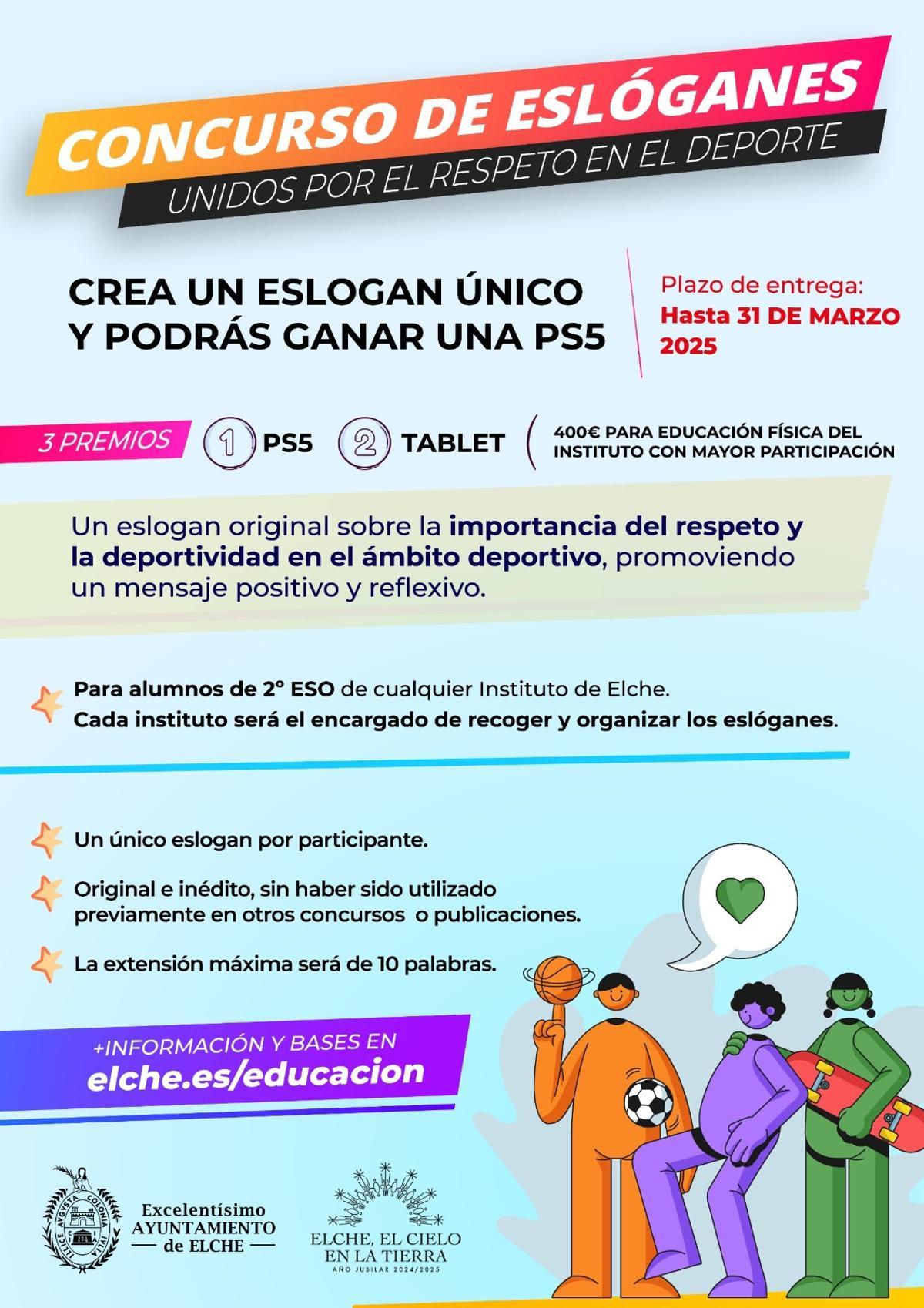 Cartel de la convocatoria municipal del concurso de eslóganes sobre el respeto en el deporte