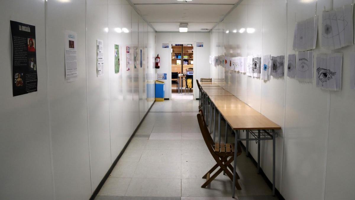 Imatge de l’interior d’un mòdul prefabricat