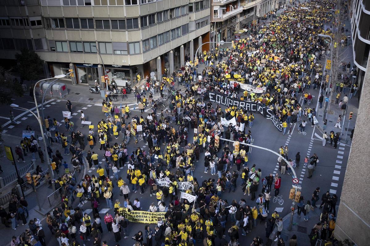 Protesta educativa el pasado 11 de febrero en Barcelona.