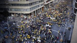 Protesta educativa el pasado 11 de febrero en Barcelona.