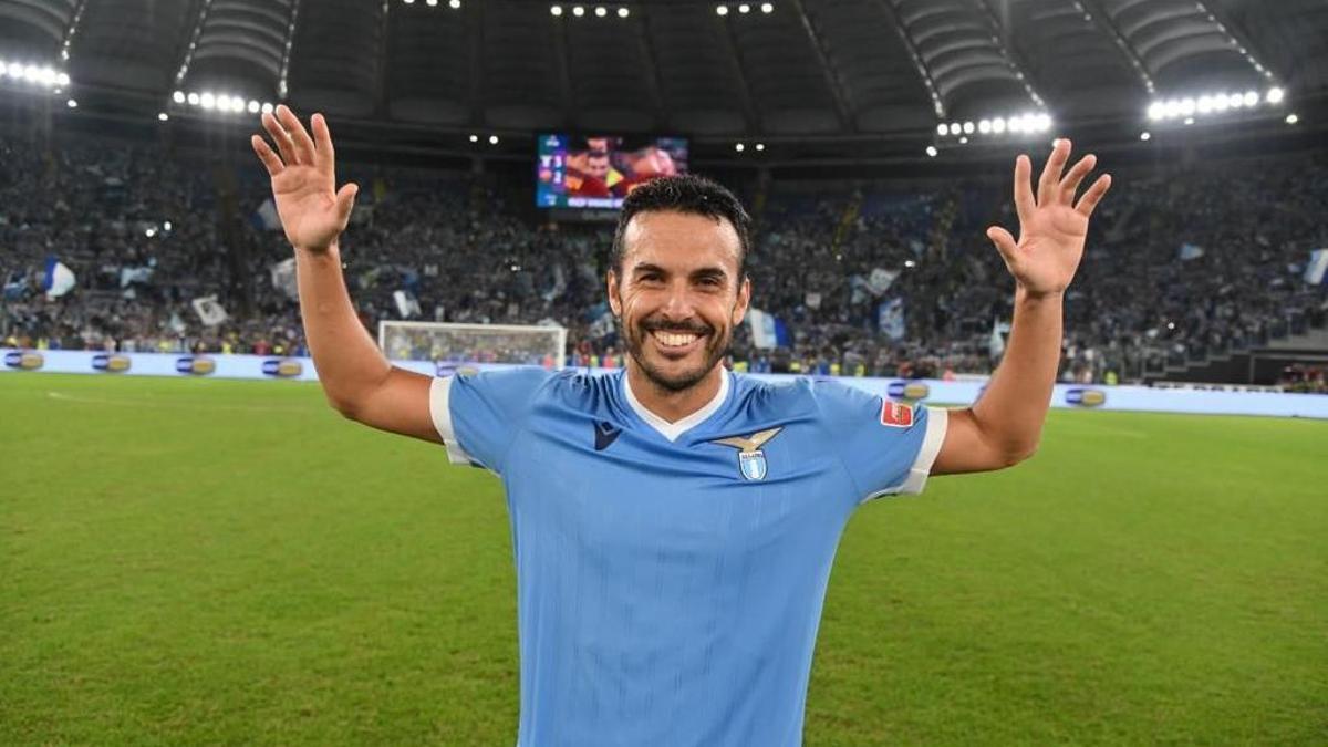 Pedro Rodríguez, en el Estadio Olímpico de Roma con la Lazio.