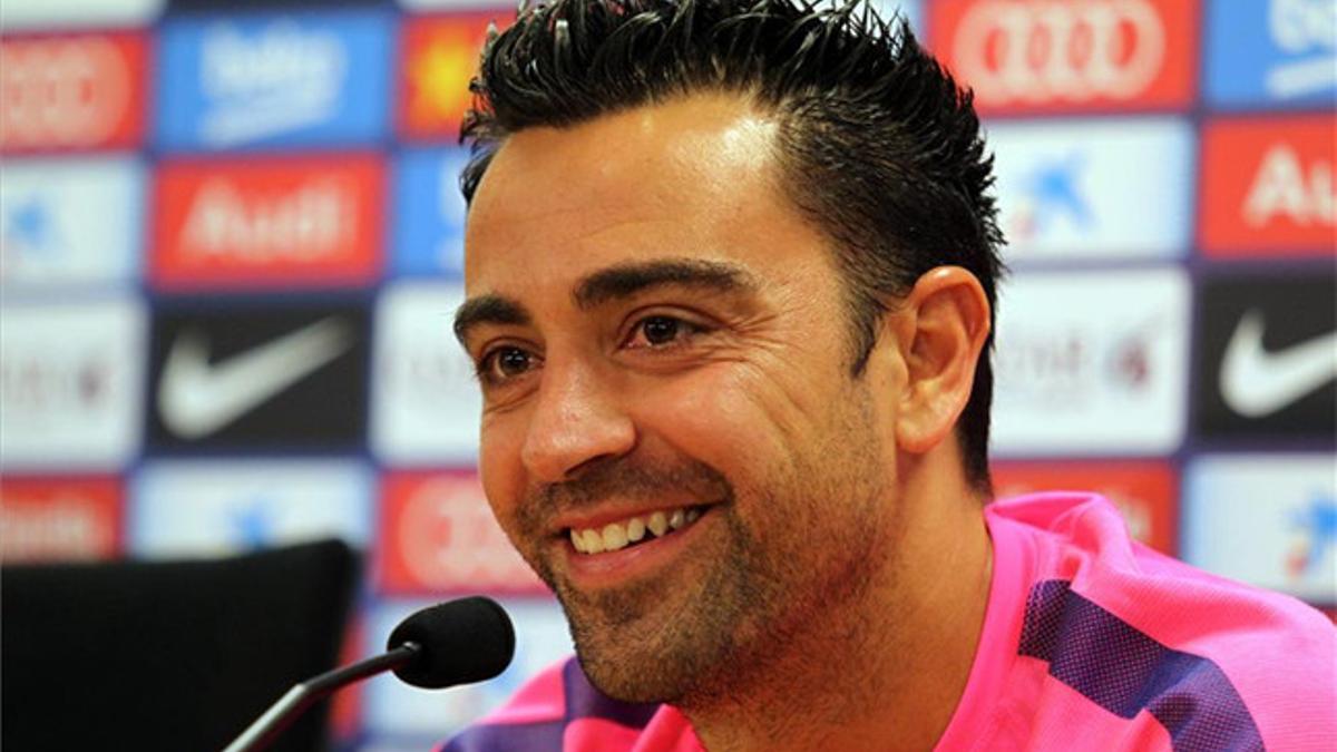 Xavi, durante una rueda de prensa