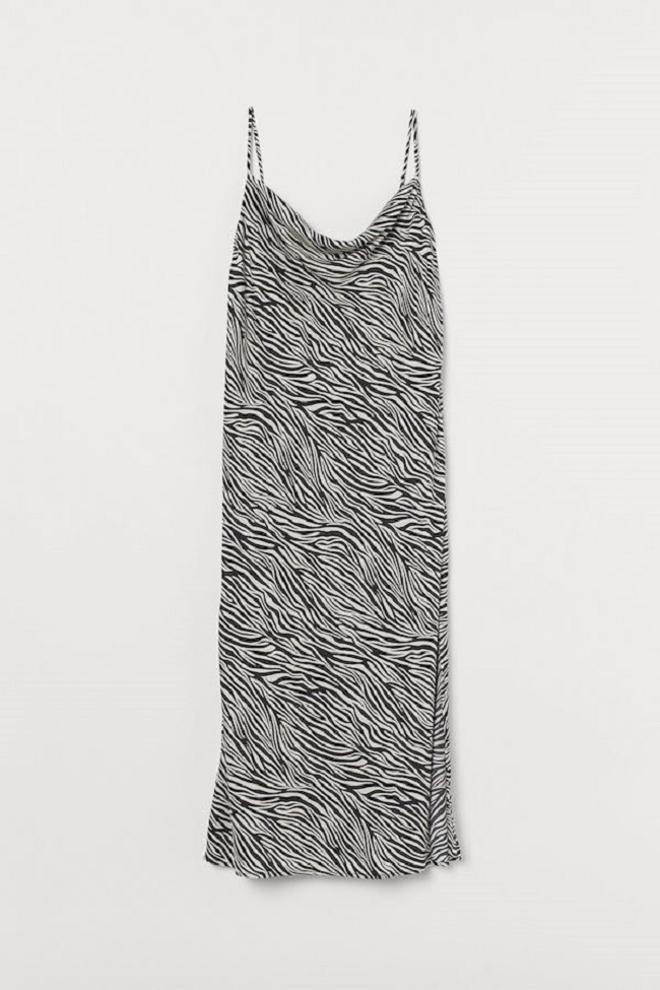 Vestido 'slip dress' con estampado de cebra, de H&amp;M