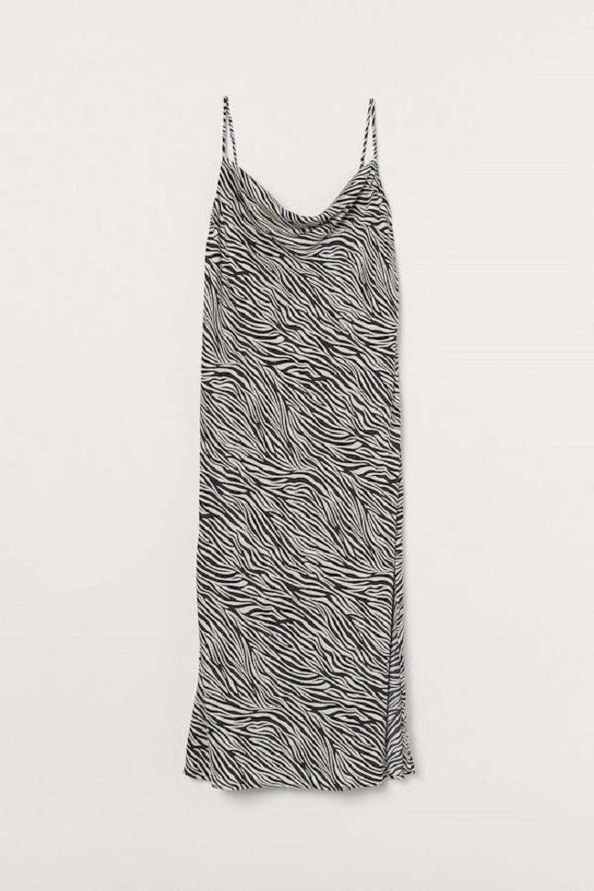 Vestido 'slip dress' con estampado de cebra, de H&amp;M