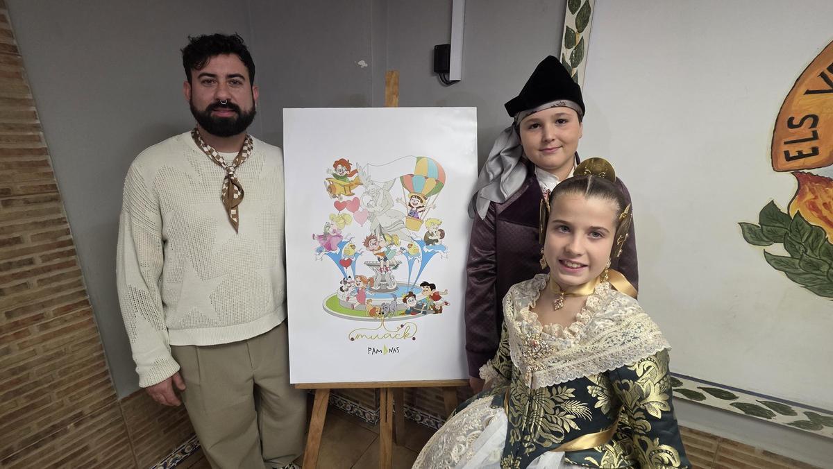 Artista y cuadro de honor infantil, con el boceto