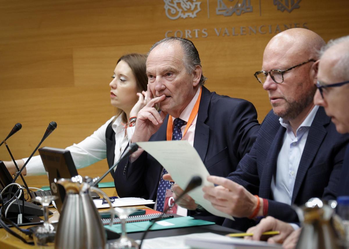 José Vicente Morata, presidente de la Cámara de Comercio de Valencia, en la Comisión de Economía de las Cortes Valencianas.