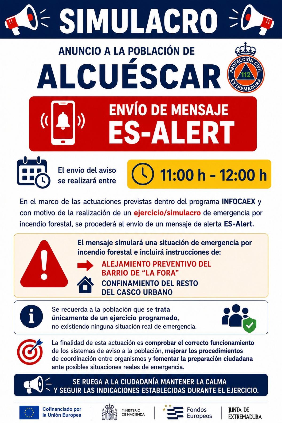 Cartel del simulacro.