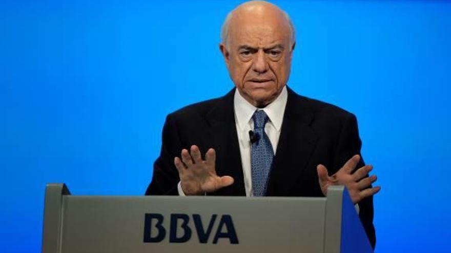 El presidente de BBVA, Francisco González, ayer.