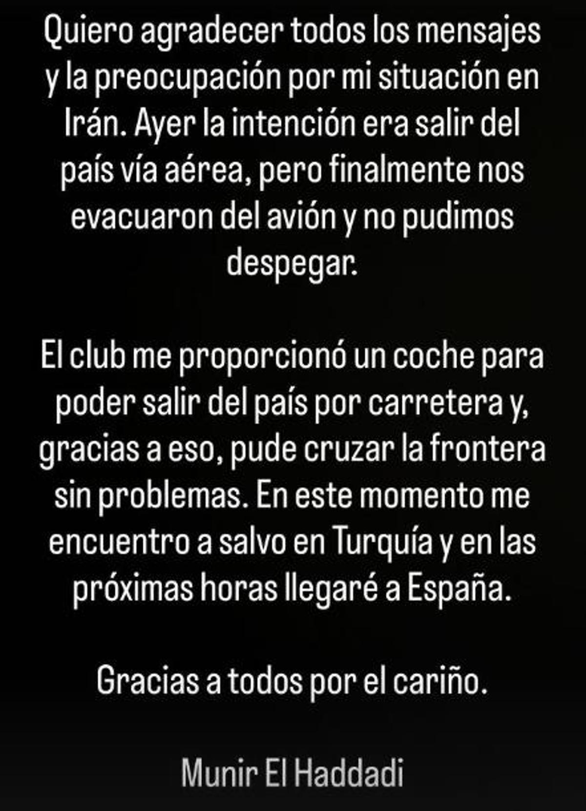 El post de Munir en Instagram