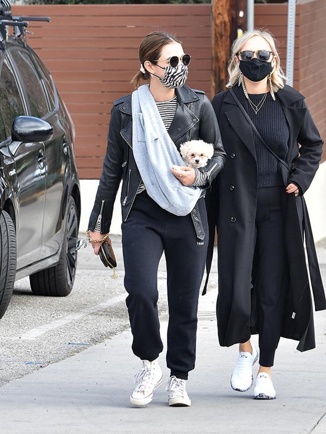 Lucy Hale pasea con su perrito por Los Ángeles