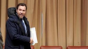 Óscar Puente, ministro de Transportes, durante su comparecencia en el Congreso de los Diputados, para informar sobre el accidente ferroviario de Adamuz.