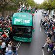 Unicaja celebró por las calles de Málaga la consecución de la Basketball Champions League