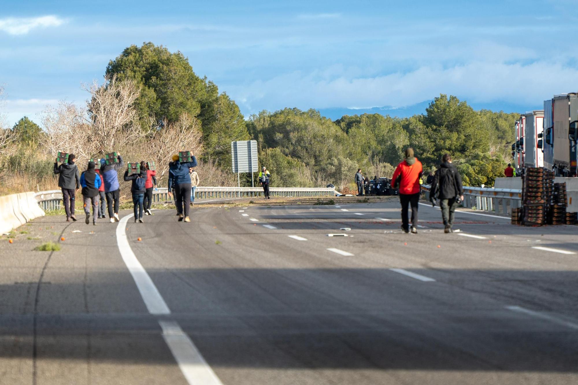 Nova protesta dels pagesos gironins amb talls a l'AP-7 i l'N-II