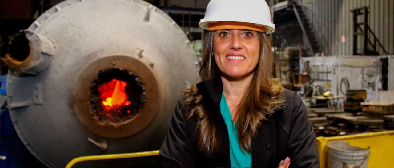 Susana Rey, en la mañana de ayer en las instalaciones de Fundiciones Rey en Rubiáns.