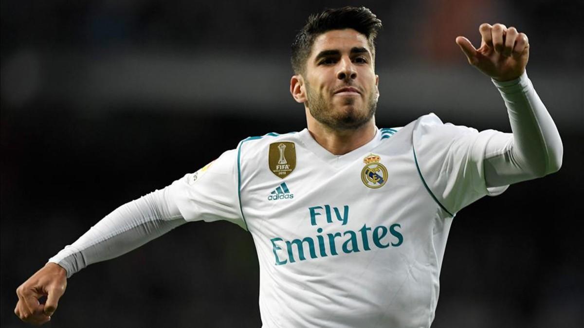 Marco Asensio celebrando su gol frente a Las Palmas