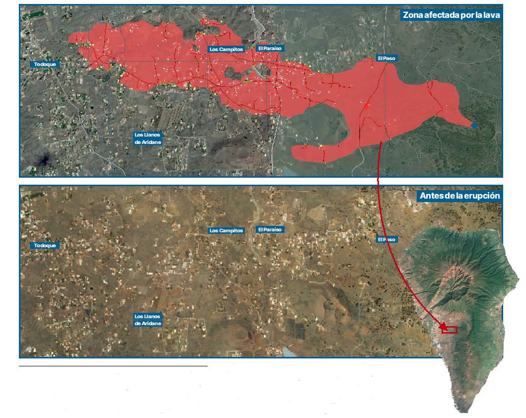 El magma borra el mapa de la Isla Bonita