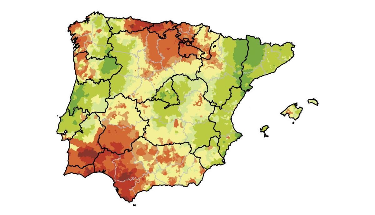 Mapa de la zona norte de Portugal, con sus correspondientes