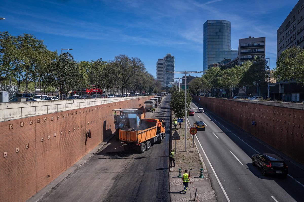 Cortan la Ronda Litoral en sentido Llobregat por obras de pavimentació