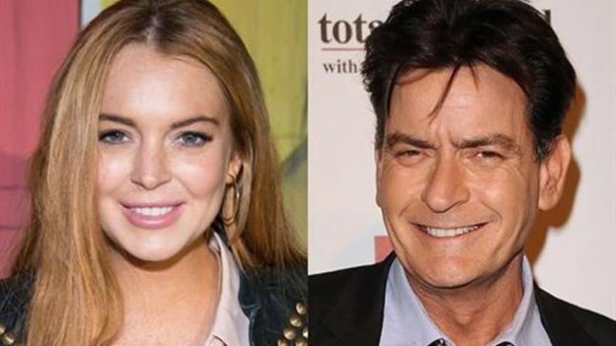 Lindsay Lohan y Charlie Sheen.