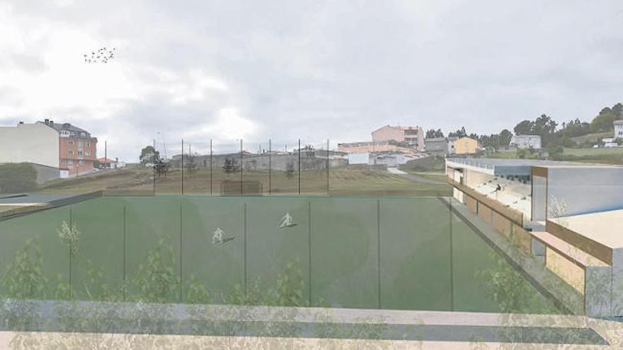 Vista de la maqueta del nuevo campo de fútbol de Pastoriza. | l. o.