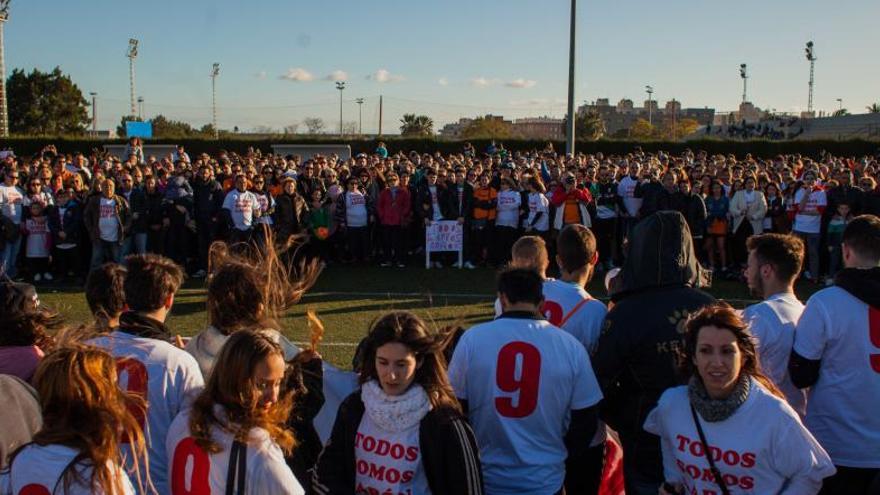 Acto de apoyo a Aarón realizado en la Coudad Deportiva de Elche en febrero