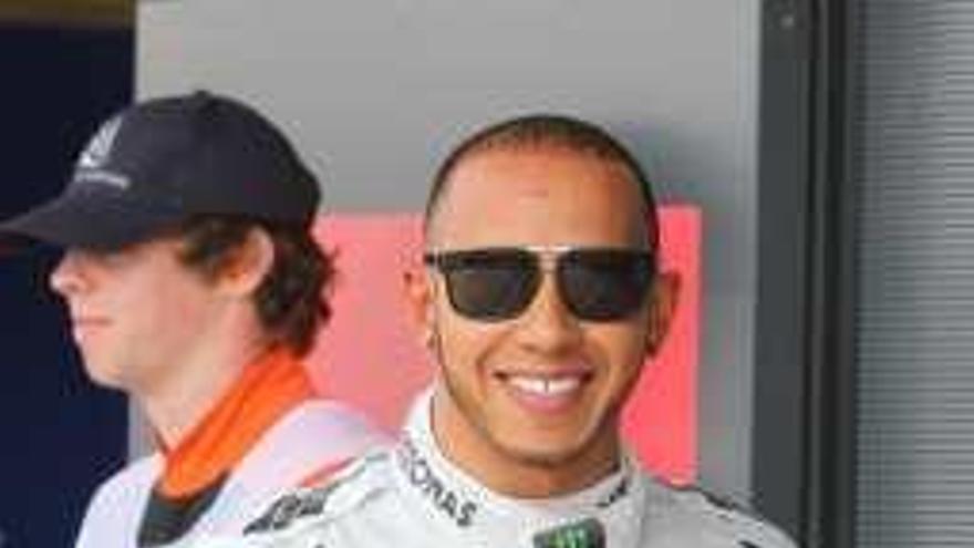 El piloto británico Lewis Hamilton ayer en Silverstone.