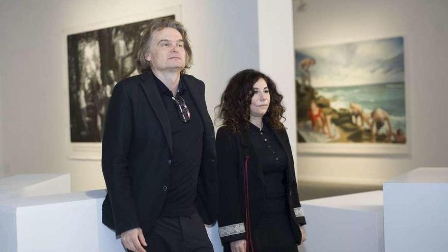 Los artistas Markus Muntean y Adi Rosenblum, ayer en el Museo de Arte Contemporáneo.