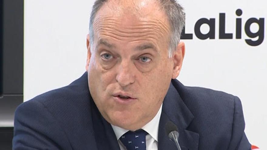 El presidente de la Liga de Fútbol profesional, Javier Tebas.