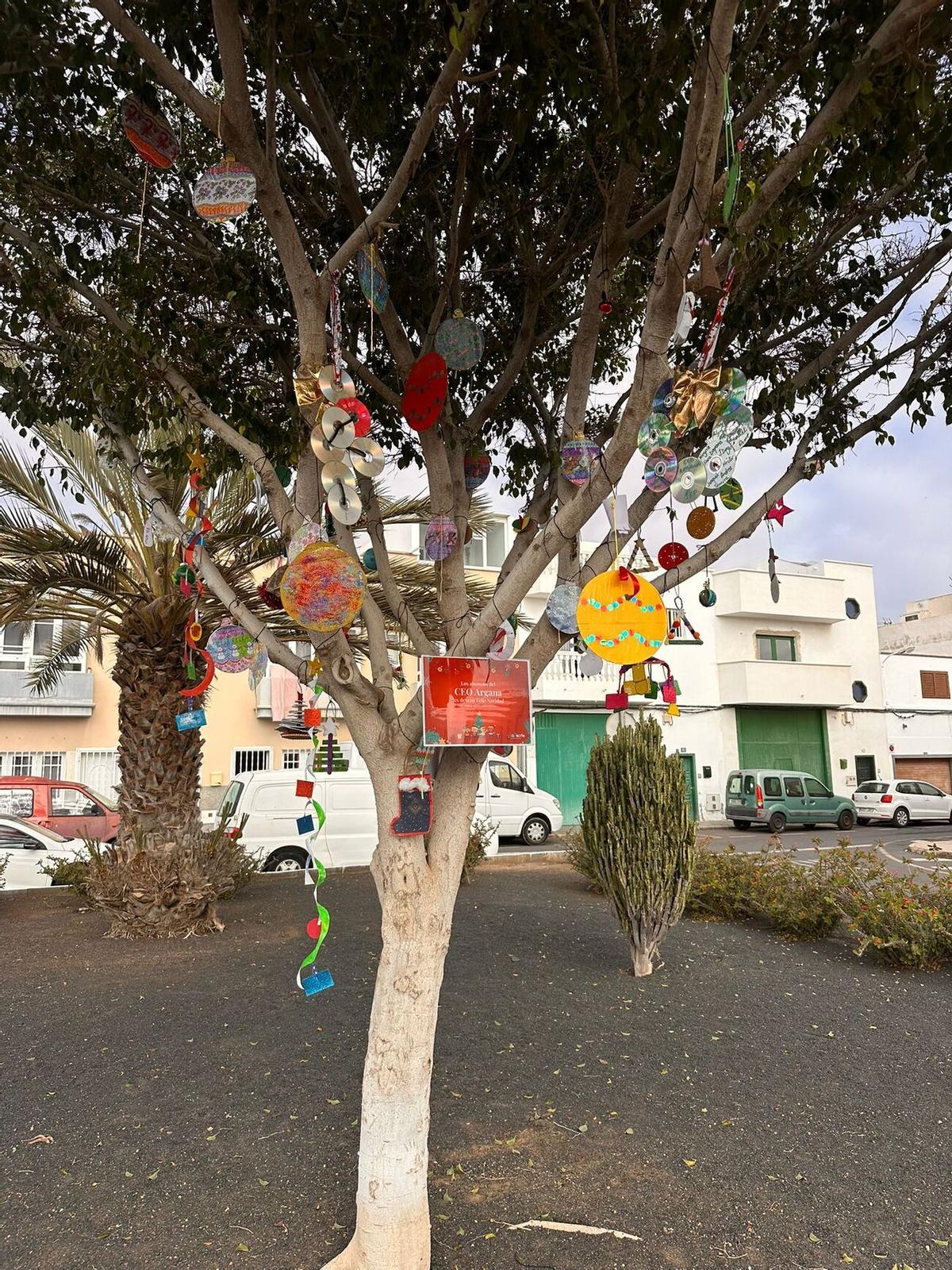 Escolares de Arrecife decoran los árboles de sus barrios Escolares de Arrecife decoran los árboles de sus barrios