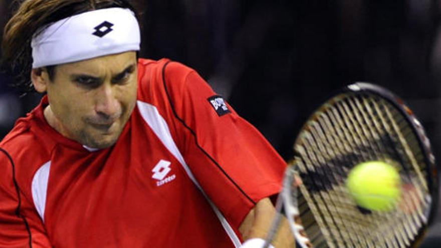 David Ferrer durante el partido ante Roddick.