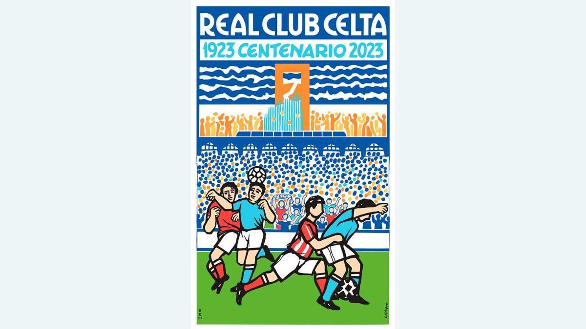 Cartel del centenario del Celta diseñado por Xosé Vizoso