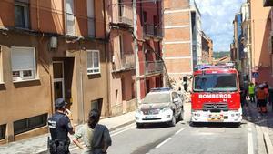 Momento del colapso de un edificio en Teruel