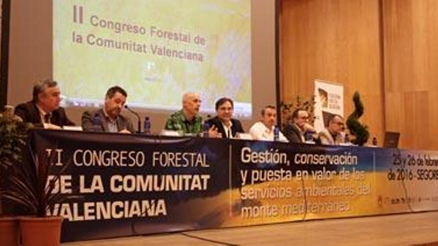 Una imagen de la mesa inaugural del II Congreso Forestal Valenciano.