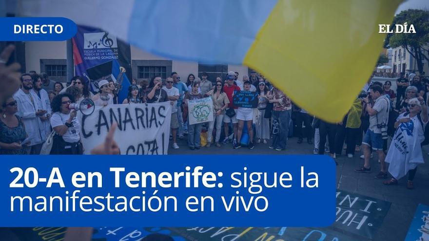 La tinerfeña plaza Weyler se tiñe de amarillo en una manifestación que clama contra el modelo económico canario