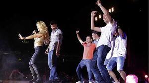 Els jugadors del Barça, en el concert de Shakira.