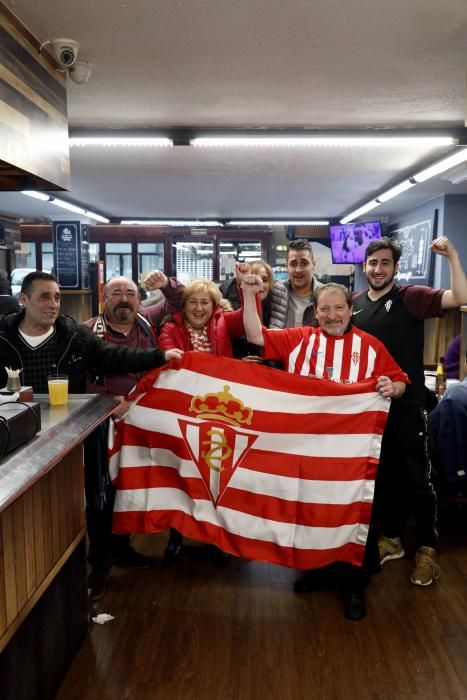 Derbi asturiano: Aficionados del Sporting viviendo el partido