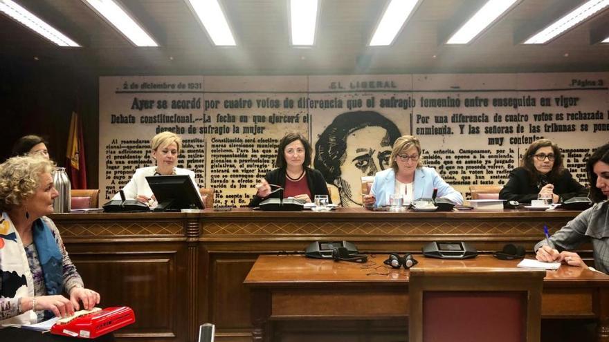 La abogada mallorquina MÂª Dolores Lozano, durante su intervenciÃ³n en el Senado (en el centro)