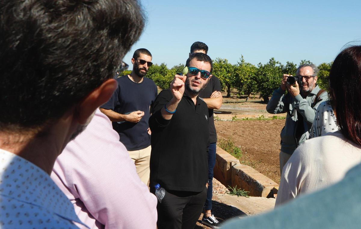 Camarena explica a los asistentes el proceso del cultivo de la alcachofa.