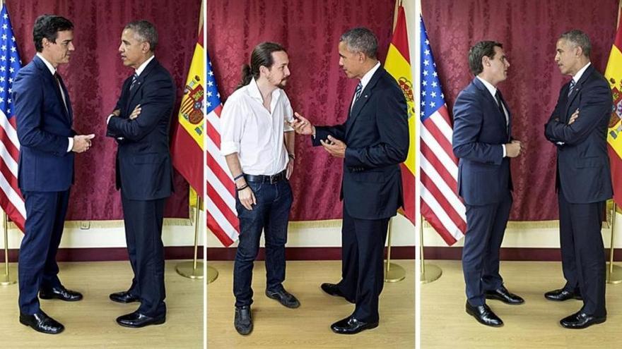 La Casa Blanca muestra las fotos de Obama con Sánchez, Iglesias y Rivera