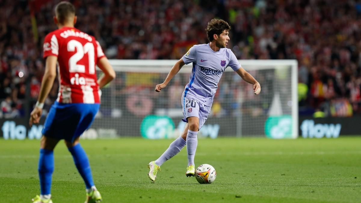 Sergi Roberto, en el Wanda Metropolitano, enfrentándose al Atlético de Madrid