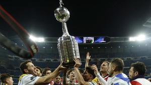 River Plate celebra la copa Libertadores del 2018 en el Santiago Bernabéu