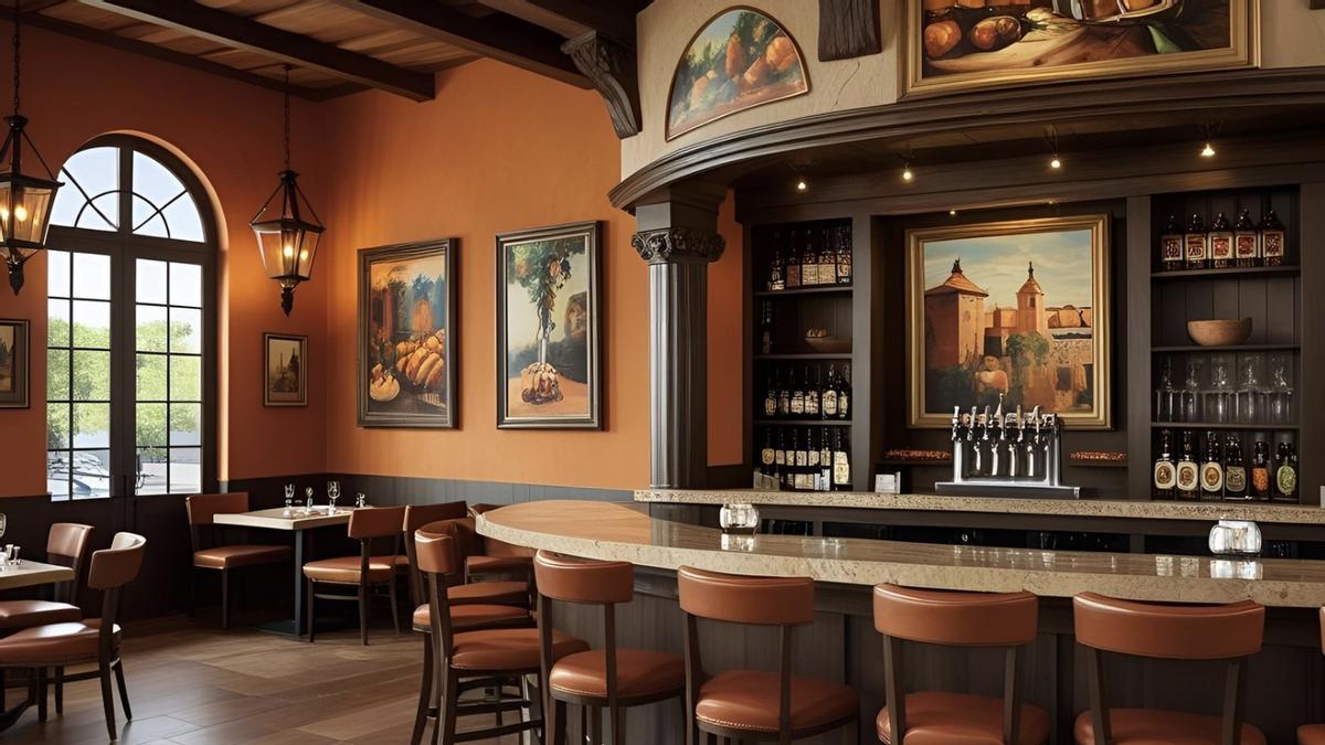 La IA también puede diseñar restaurantes... a su manera. Esto sería una taberna neocastiza.