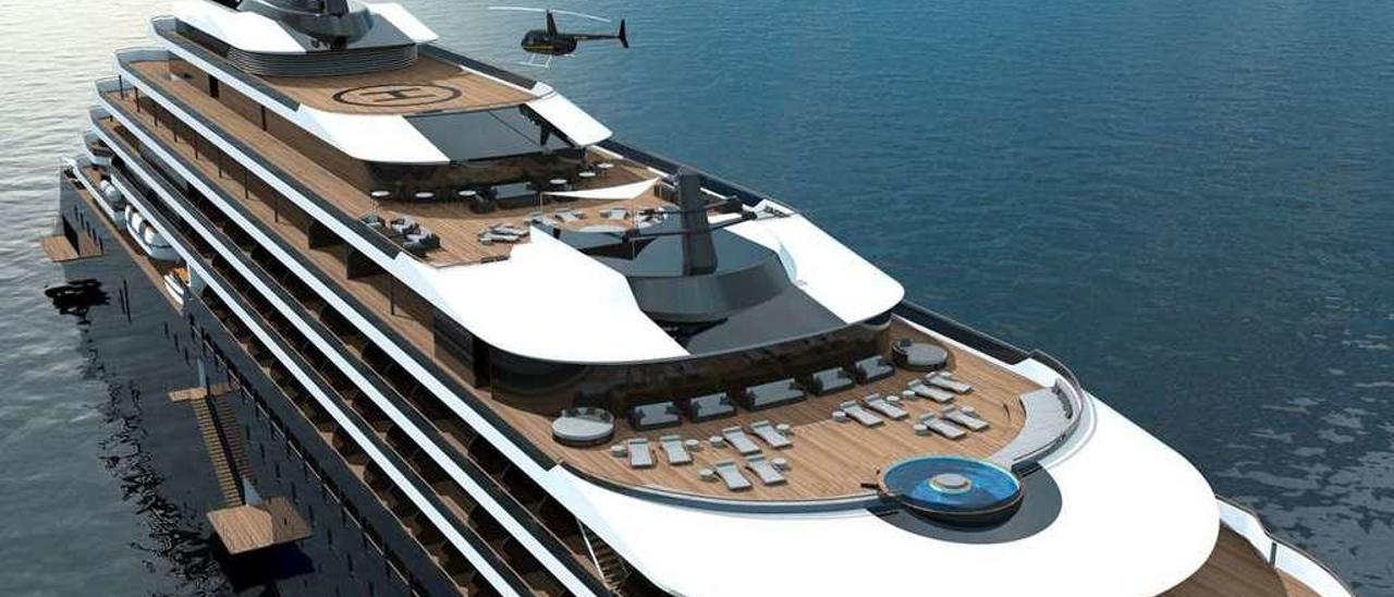 Infografía del crucero de lujo que Barreras construirá para Ritz-Carlton Yacht Collection. // Tilberg Design