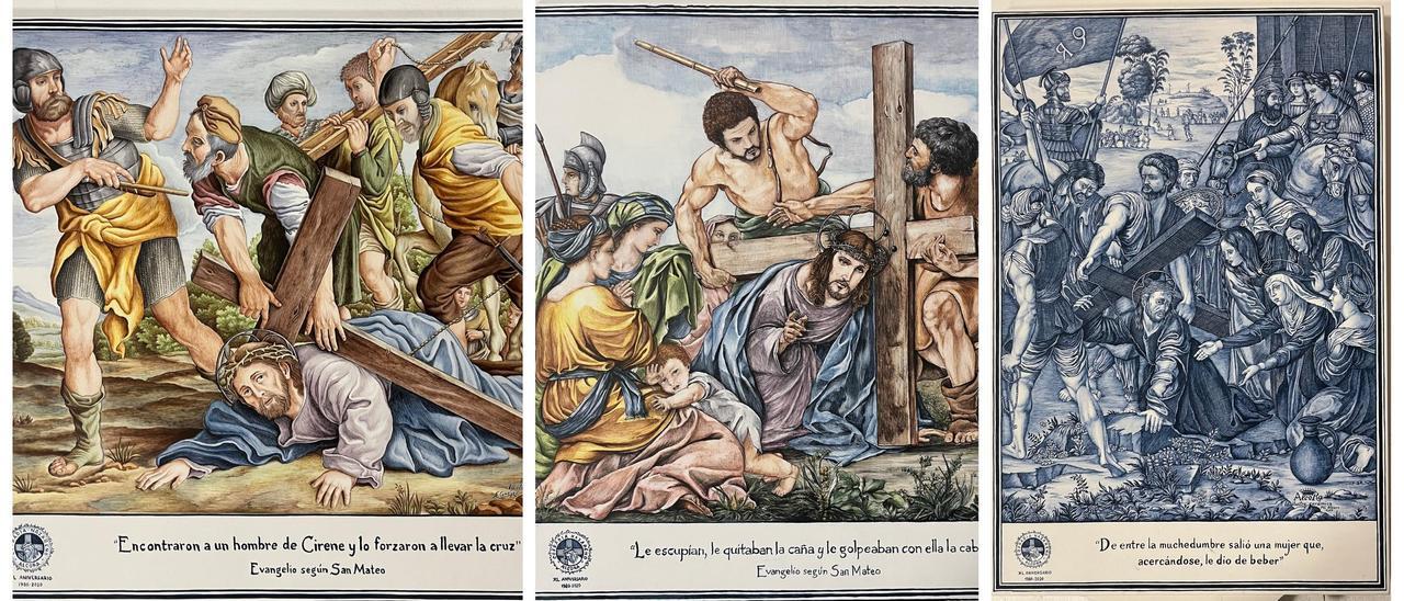 Las tres placas de las caídas de Jesús que quedarán expuestas permanentemente en l’Alcora.