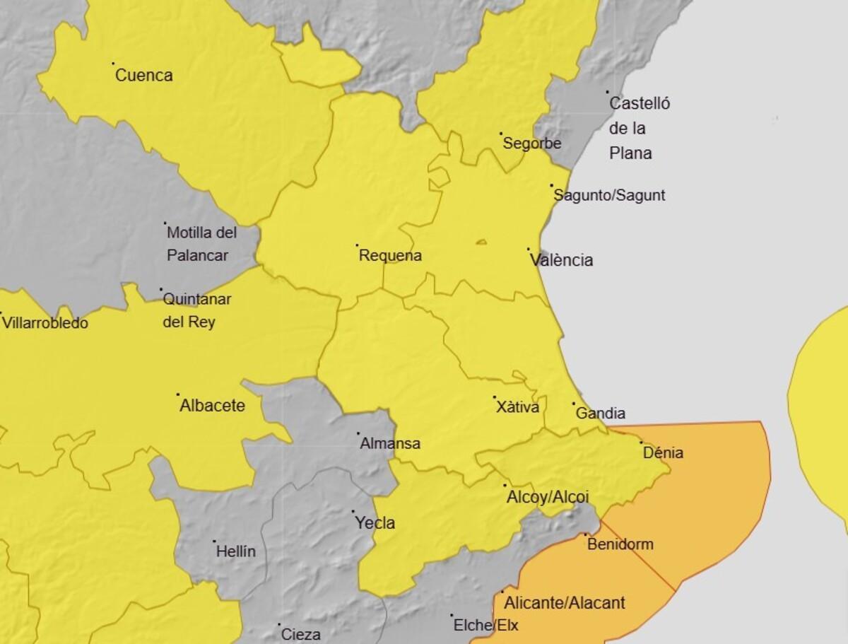 La Aemet multiplica los avisos en Valencia para este fin de semana por la llegada de la borrasca Marta.